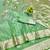 Light green zari woven banarasi silk blend saree with blouse piece