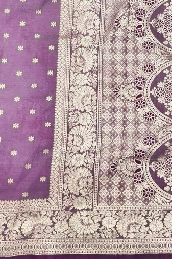 Purple zari woven silk blend saree with blouse piece