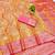 Orange zari woven leheria silk blend saree with blouse piece