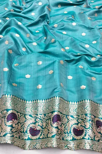 Purple zari woven leheria silk blend saree with blouse piece