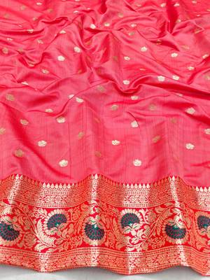 Light blue zari woven leheria silk blend saree with blouse piece 4