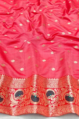Light blue zari woven leheria silk blend saree with blouse piece