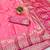 Pink zari woven banarasi silk blend saree with blouse piece