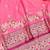 Pink zari woven banarasi silk blend saree with blouse piece