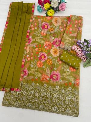 Green real chinon sharara salwar suit collection 2