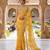 Yellow silk blend printed saree with floral print