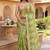 Parrot green silk blend printed saree with floral print
