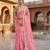 Baby pink silk blend printed saree with floral print