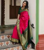 pink art silk saree with zari work