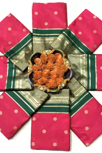pink art silk saree with zari work