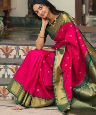 pink art silk saree with zari work 4