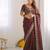 chocolate silk blend embroidered saree with sequins work