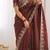 chocolate silk blend embroidered saree with sequins work