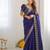 royal blue silk blend embroidered saree with sequins work