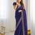 royal blue silk blend embroidered saree with sequins work