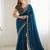 teal silk blend embroidered saree with sequins work