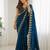 teal silk blend embroidered saree with sequins work