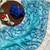 sky blue silk blend saree with floral print