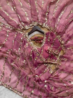 onion pink silk blend embroidered saree with sequins work 4
