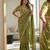 parrot green silk blend embroidered saree with sequins work