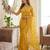 yellow silk blend embroidered saree with sequins work