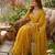 yellow silk blend embroidered saree with sequins work