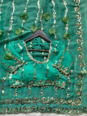 sky blue silk blend embroidered saree with sequins work 4