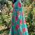 Blue georgette printed saree with floral print