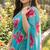 Blue georgette printed saree with floral print