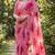 Pink georgette printed saree with floral print