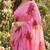 Pink georgette printed saree with floral print