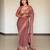 red silk blend printed saree with abstract print