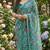 Green georgette printed saree with floral print