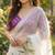 White georgette printed saree with floral print