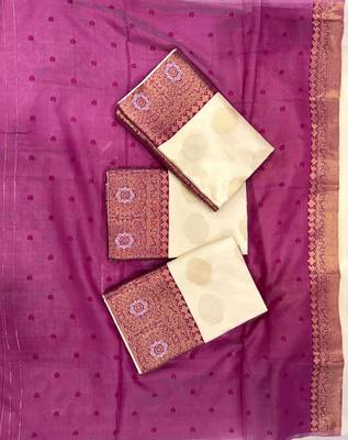 beige silk blend  saree with zari work 3