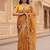 Yellow organza printed saree with floral print