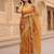 Yellow organza printed saree with floral print
