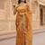 Yellow organza printed saree with floral print