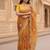 Yellow organza printed saree with floral print