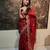 Red organza printed saree with floral print