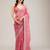Baby pink chiffon embroidered saree with thread work