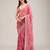 Baby pink chiffon embroidered saree with thread work