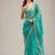 Dark sea green chiffon embroidered saree with thread work