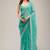 Dark sea green chiffon embroidered saree with thread work