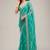 Dark sea green chiffon embroidered saree with thread work