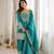teal embroidered kurta with patiala pant & dupatta