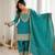 teal embroidered kurta with patiala pant & dupatta