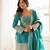 teal embroidered kurta with patiala pant & dupatta
