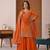 Orange silk blend embroidered sharara suit set with dupatta