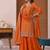 Orange silk blend embroidered sharara suit set with dupatta